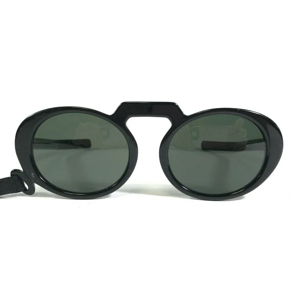 Vintage Suntimer Sunglasses S-633 Black Round Frames with Green Lenses 48-17-140